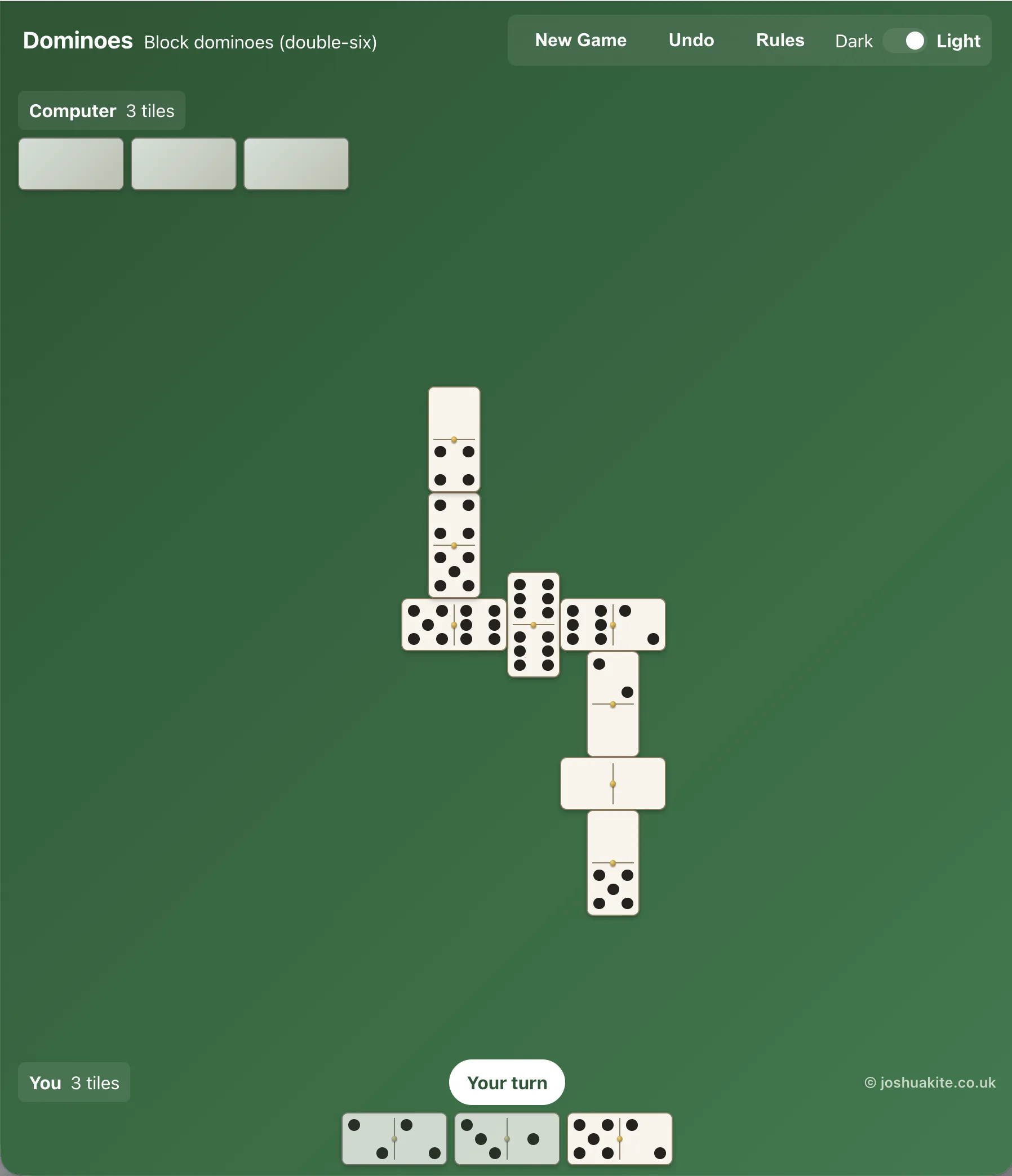 Dominoes - Block dominoes in progress (Light mode)