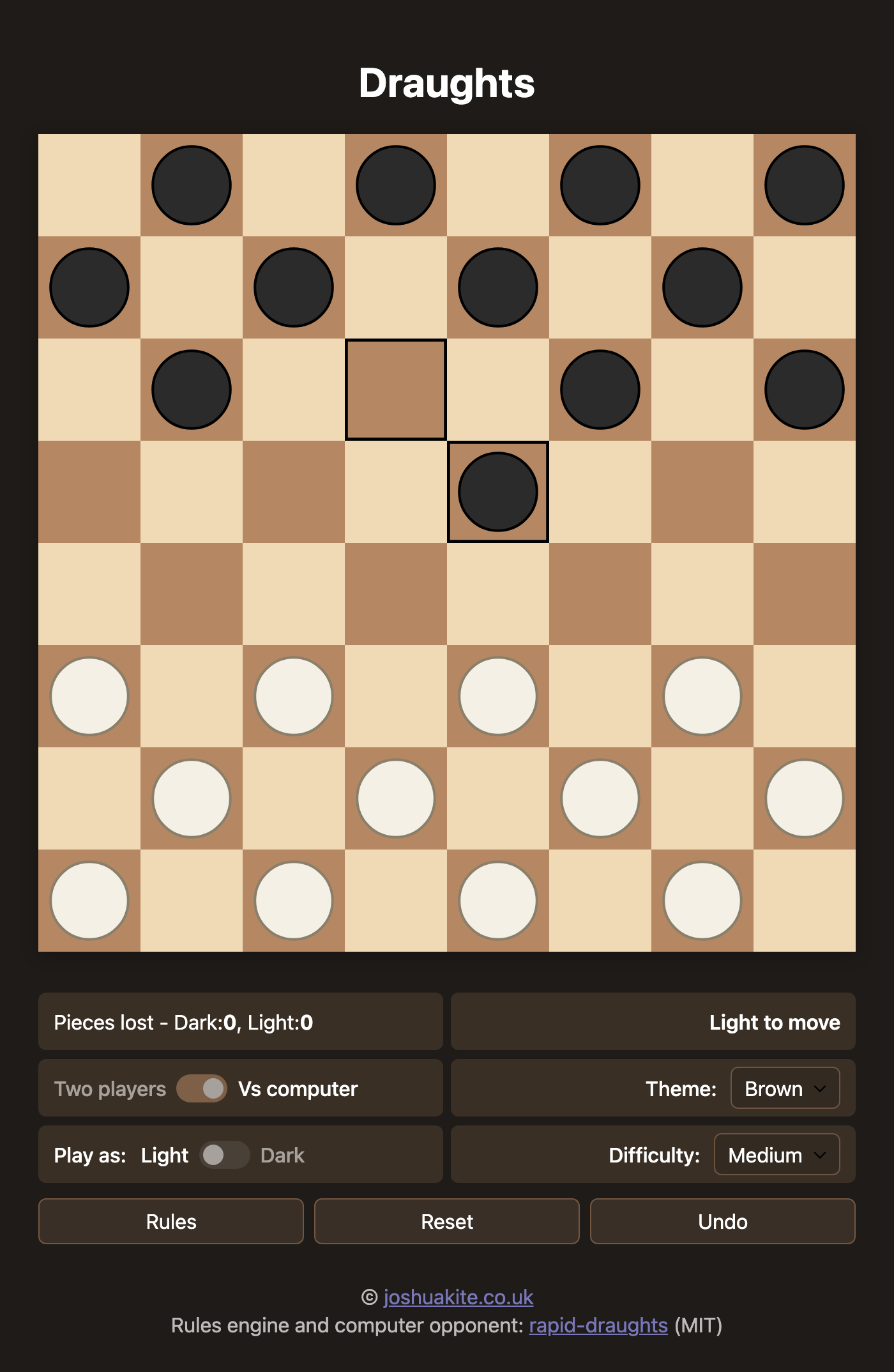 Draughts (Dark mode)