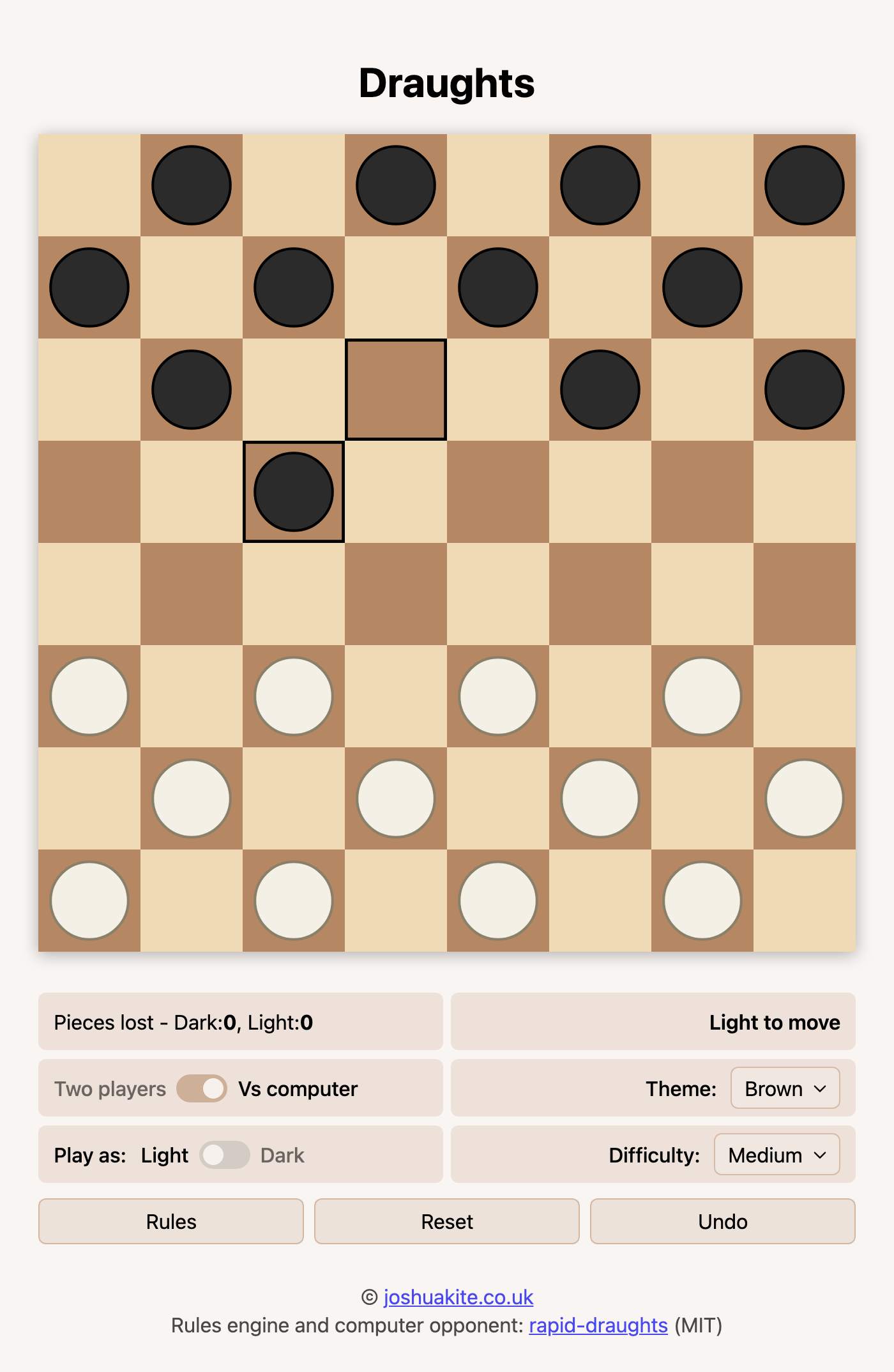 Draughts (Light mode)