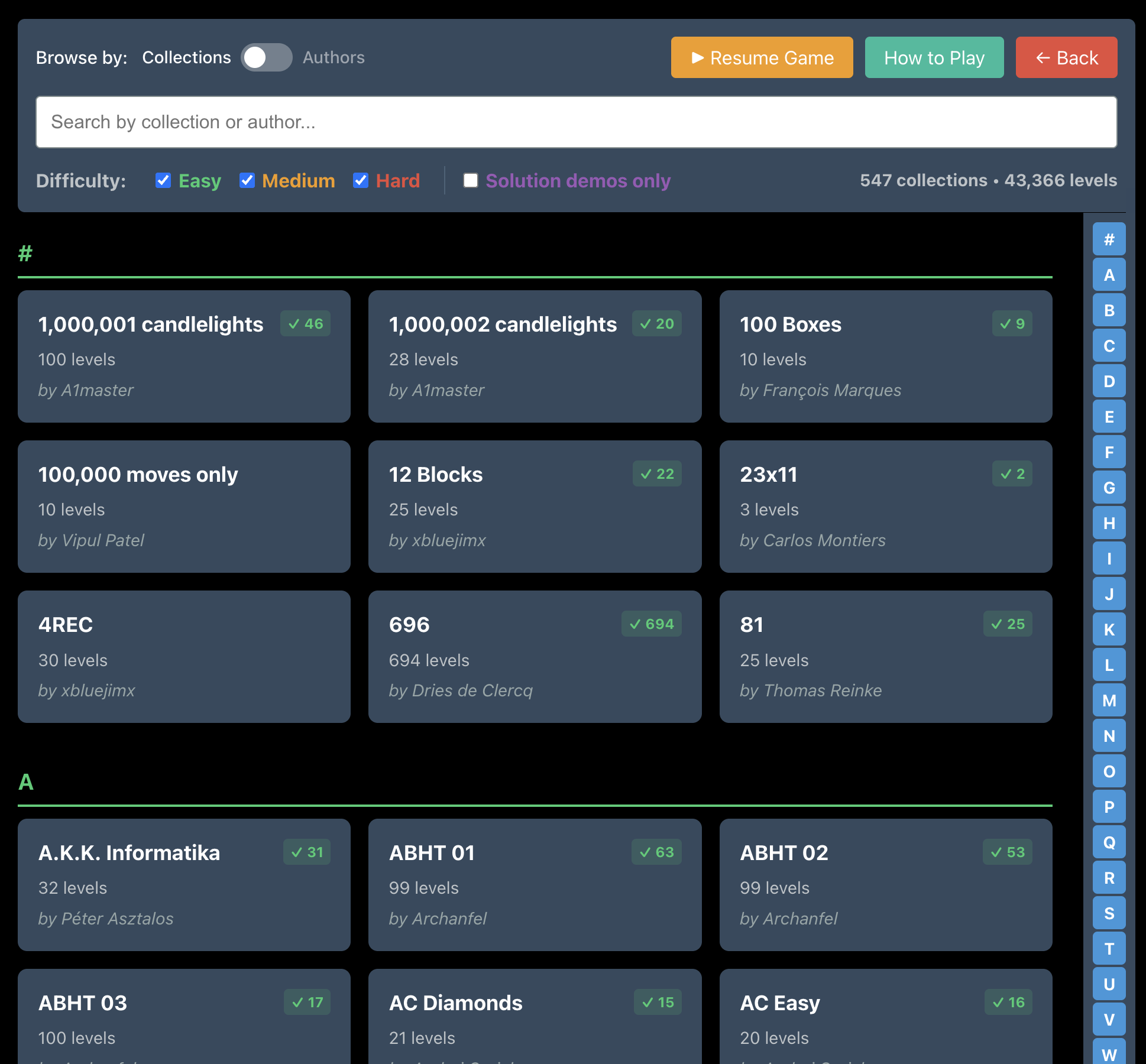 Sokoban Gardener level browser