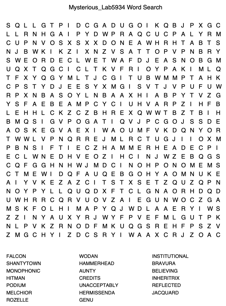 Wordsearch Example